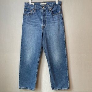 Levi’s Ribcage Straight High Rise Jeans 29 Medium Wash Button Fly Ankle